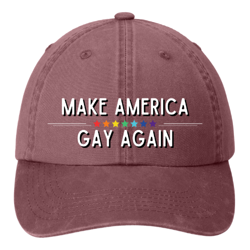 Garment washed Dad Hat - Make l America Gay Again