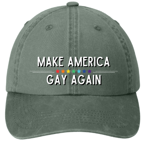 Garment washed Dad Hat - Make l America Gay Again