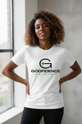 Black woman wearing Godfidence t-shirt